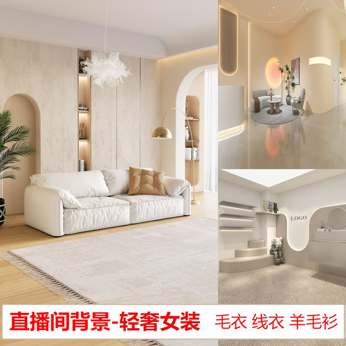 2026新款轻奢女装直播间背景墙布
