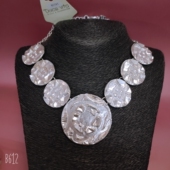 法国DolceVita品牌刻标银色凹凸圆片重工质感复古小众古着项链