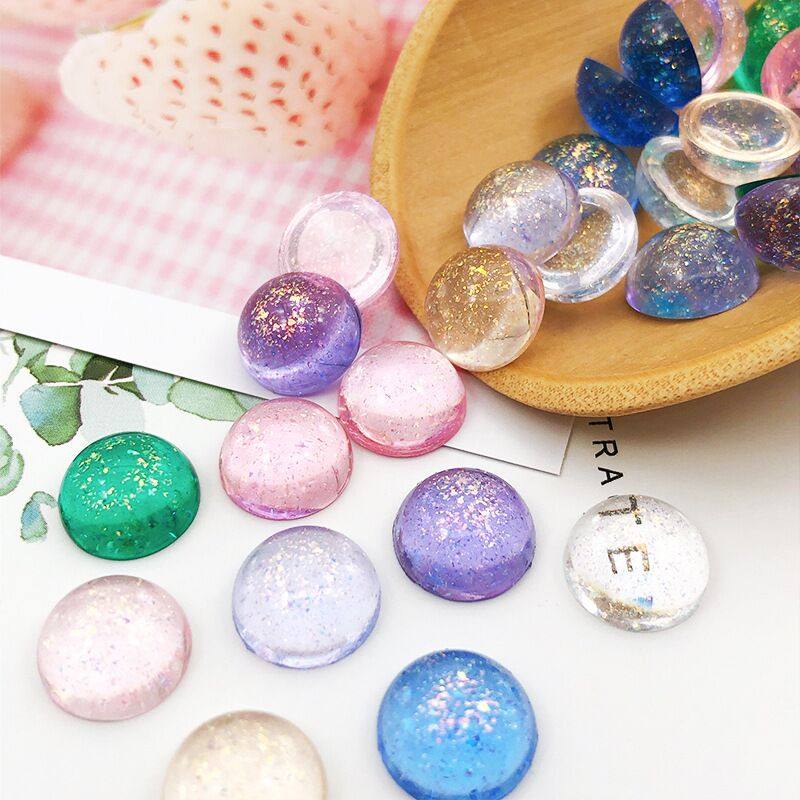 圆形金粉光面半圆贴片手工diy饰品配件古风时尚发簪镶嵌戒 面材料