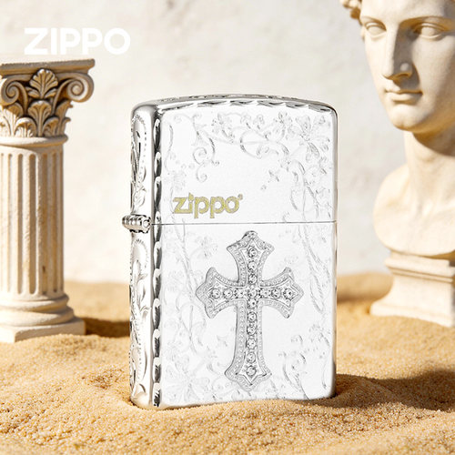 zippo打火机正品十字圣光 煤油防风繁华咬边雕刻送男朋友生日礼物