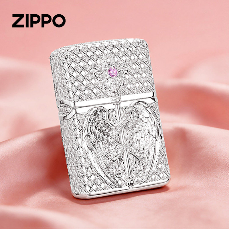 zippo打火机正品 执翼同契 镶钻重甲 热恋之翼 送男朋友生日礼物