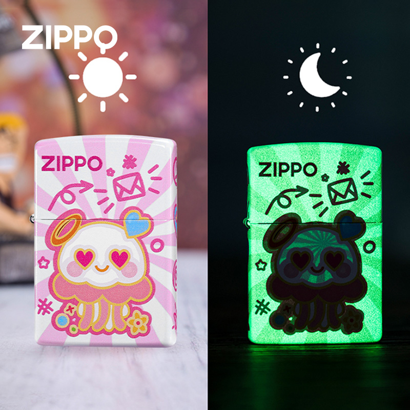 zippo打火机正版夜光粉梦甜心男防风煤油火机生日告白礼物送男友