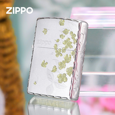 ZIPPO打火机高颜值春绘茉莉 精雕咬边正品防风煤油火机情人节礼物