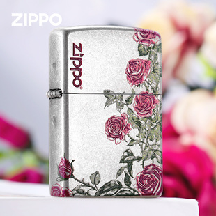 zippo打火机正版 男生日告白情人节礼物送男友煤油打火机 热恋蔷薇