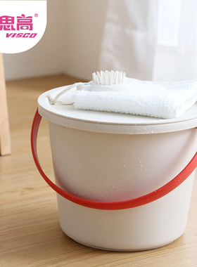 北欧简约小水桶家用清洁水桶带盖磨砂提水桶平盖置物收纳塑料桶厚