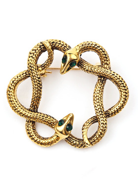 环绕蛇胸针复古金蛇银蛇装饰徽章个性欧美卡通cosplay红绿龙戏珠