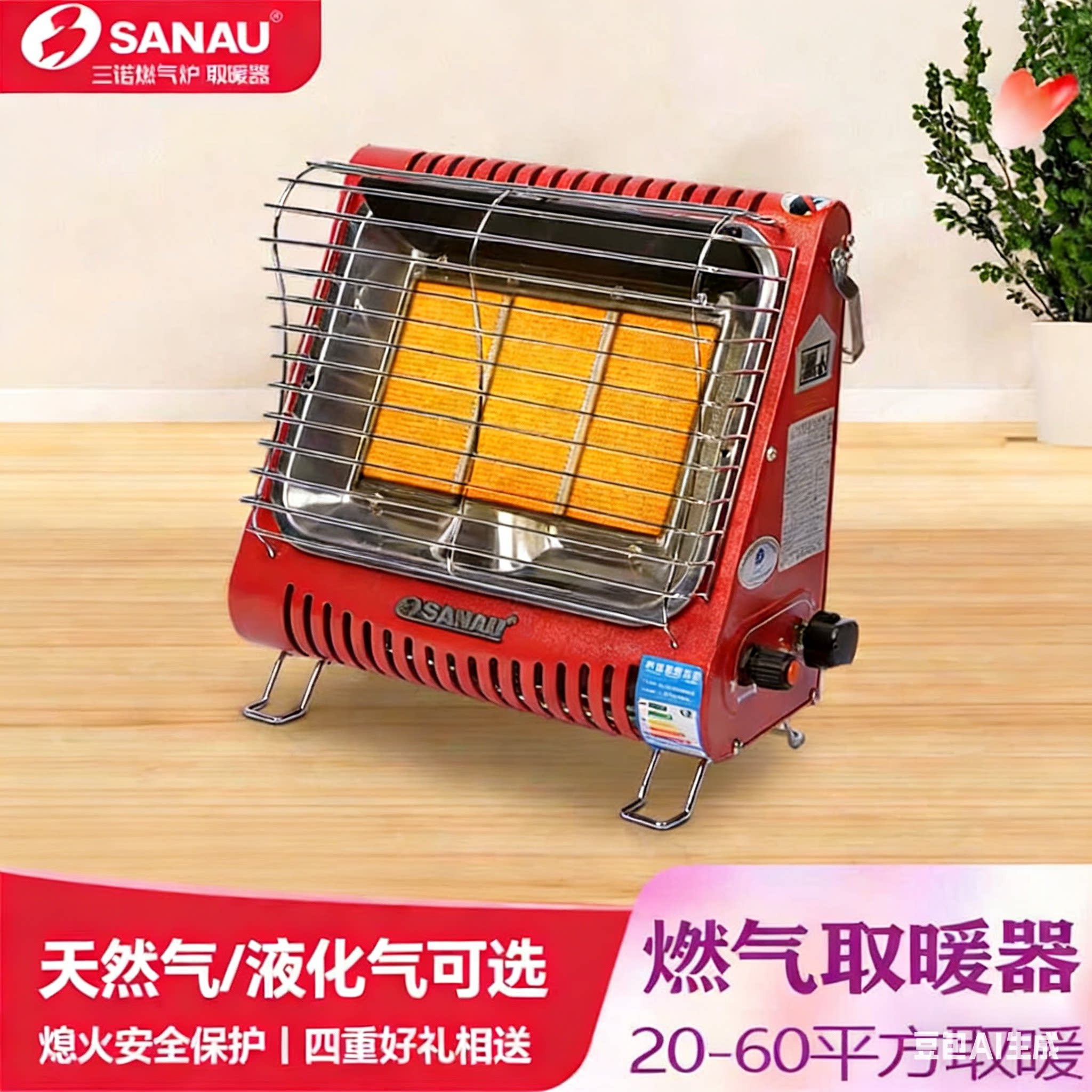 SANAU三诺燃气取暖器家用天然气取暖器烤火炉煤气液化气取暖炉