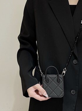 轻奢时尚皮质黑色手提包包适用三星galaxyzflip5/6手机壳折叠oppofindn3flip保护套w24flip防摔小米mixflip女