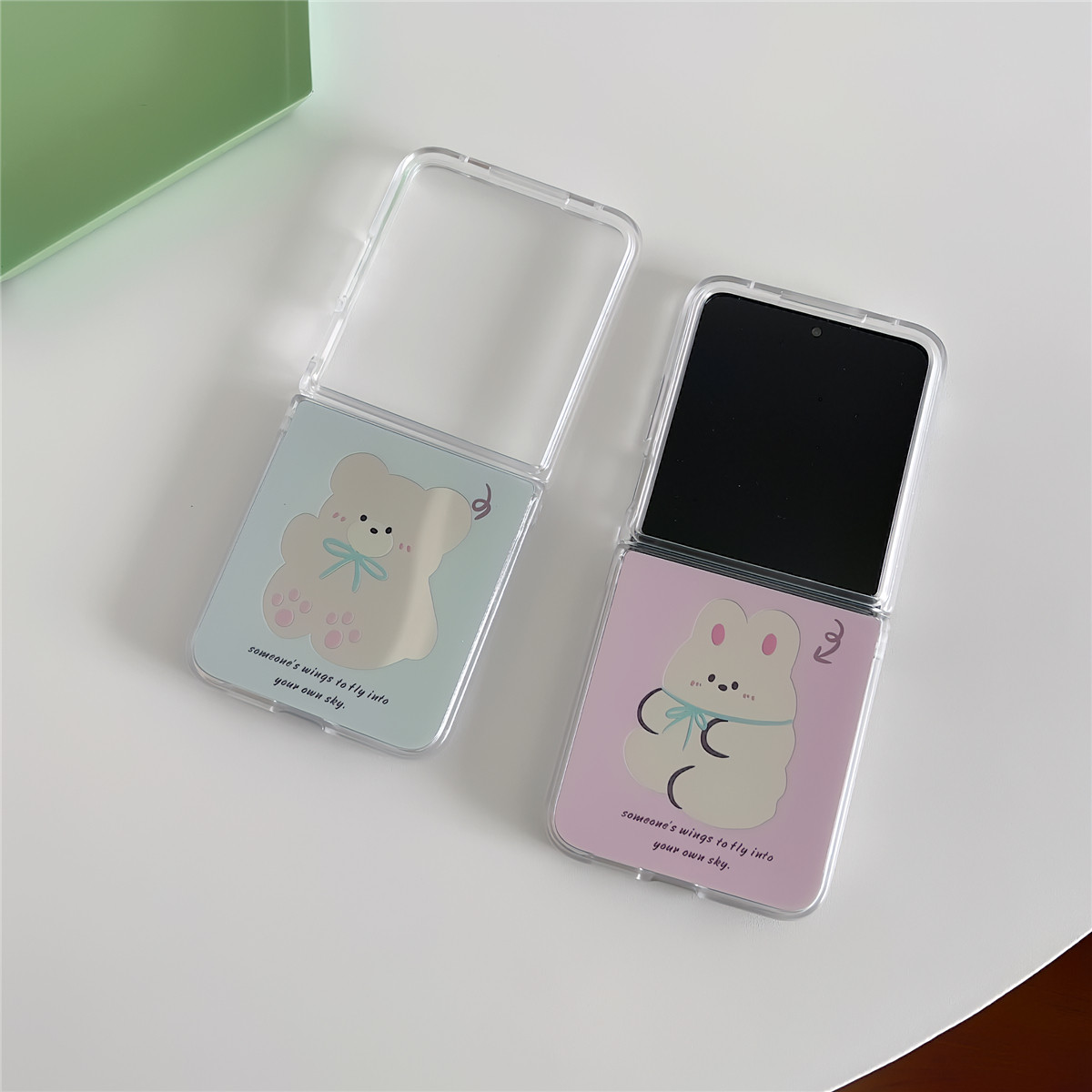 韩风ins可爱镜面小熊兔子适用于荣耀MagicVFlip手机壳全包新款magic折叠屏vflip限量版翻盖防摔壳保护套卡通