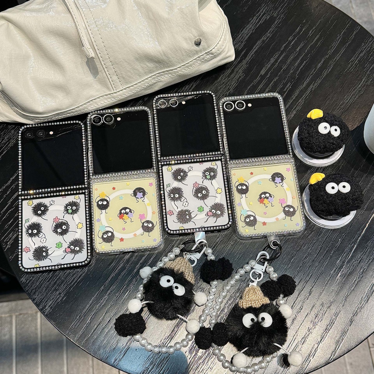 适用三星GalaxyZFlip6折叠屏保护套zflip5手机壳韩风ins星星煤球新款w24flip全包防摔磁吸闪钻壳二合一大视窗