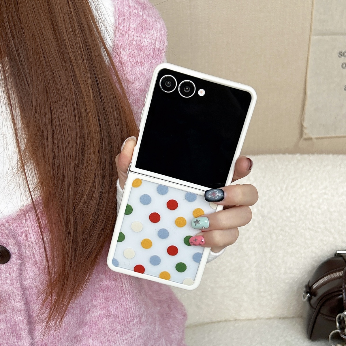 时尚彩色波点折叠屏手机壳