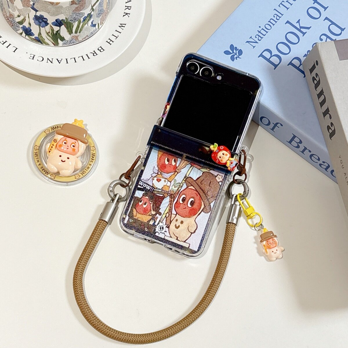 可爱夜空星星人磁吸支架今日大吉适用韩国三星GalaxyZFlip7/6/5手机壳全包zflip7fe折叠屏w24flip保护套挂绳