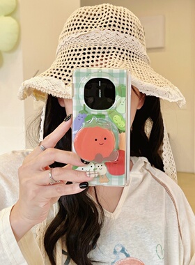 可爱卡通绿色蔬菜萝卜磁吸支架适用华为mateX6折叠屏手机壳保护套matex5典藏版x3翻盖防摔Mate x6全包小众ins