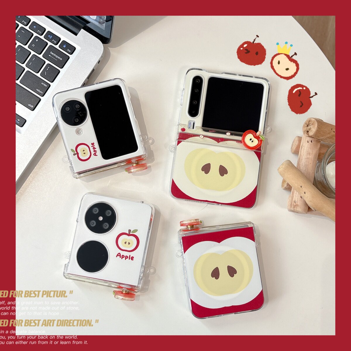 原创旋转红苹果镜子磁吸支架斜挎挂绳适用小米mixflip手机壳全包新款翻盖MIXFlip2保护套xflip折叠屏铰链防摔