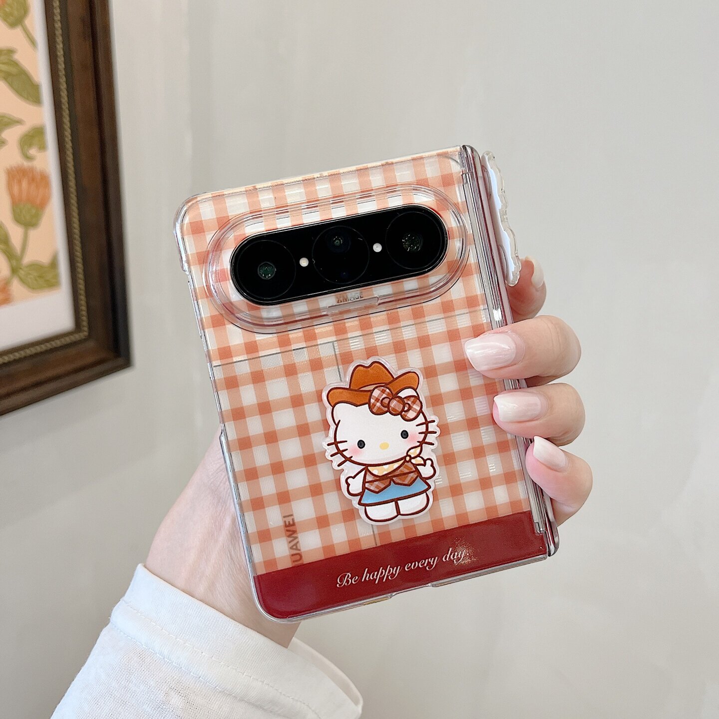 可爱棕格帽子kitty猫适用华为puraxmax折叠屏保护套手机壳PuraX典藏版Max全包小米MIXFlip2防摔三星zflip7女6