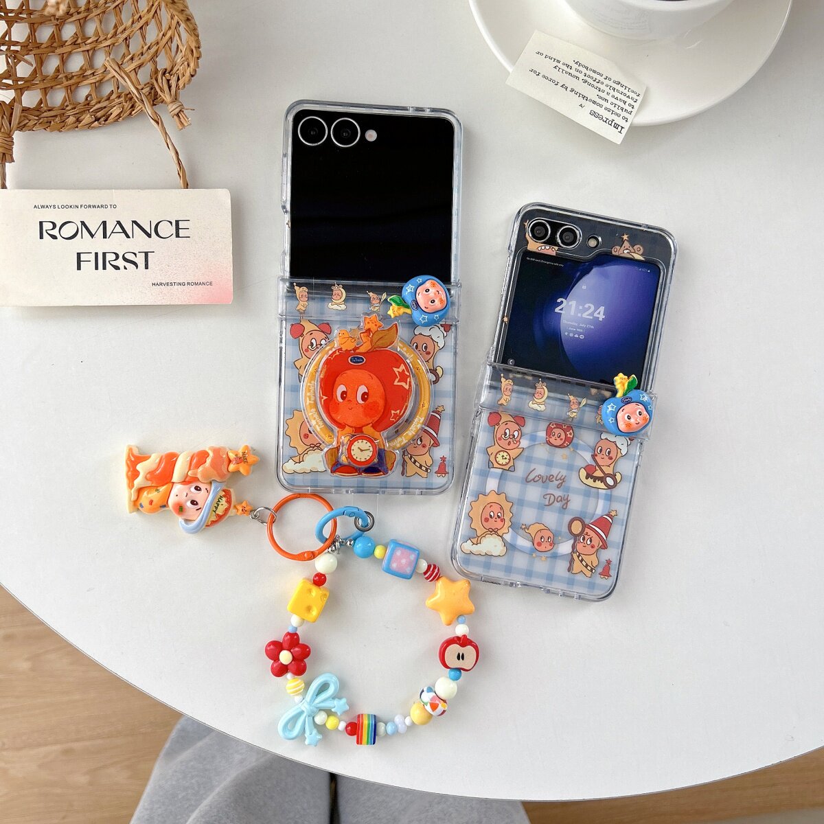 立体旋转星星人链条适用韩国三星GalaxyZFlip7/6手机壳全包新款zflip7fe折叠屏w24flip翻盖保护套磁吸支架ins