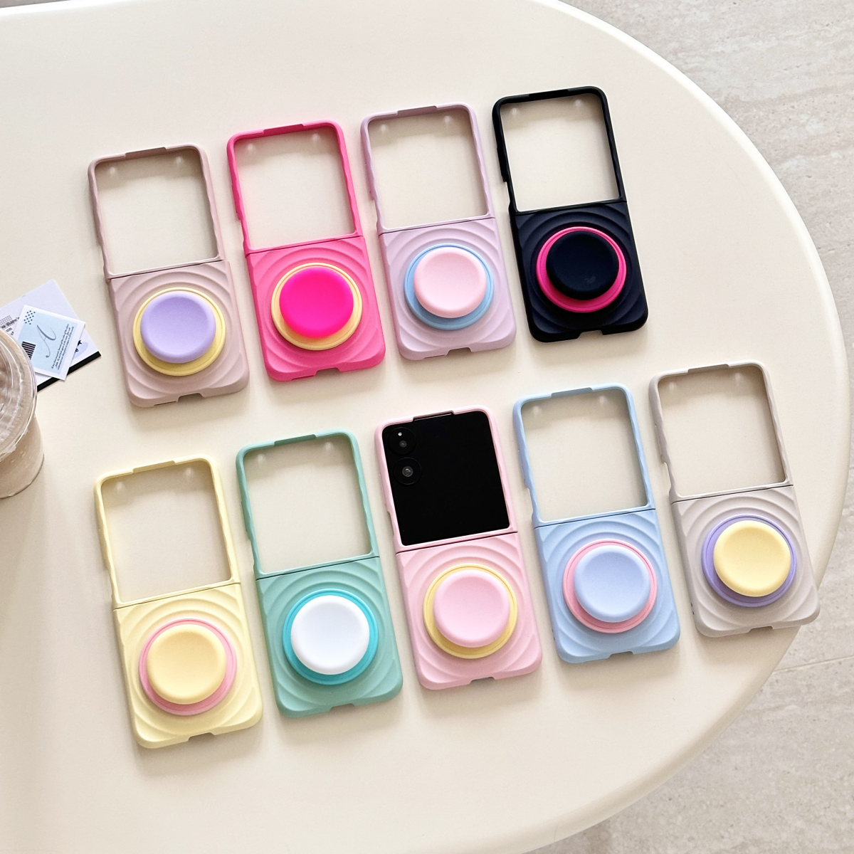 简约ins撞色波漾壳多巴胺纯色适用小米mixflip手机壳折叠屏ZFlip2保护套荣耀magicvflip全包磁吸硅胶支架三星