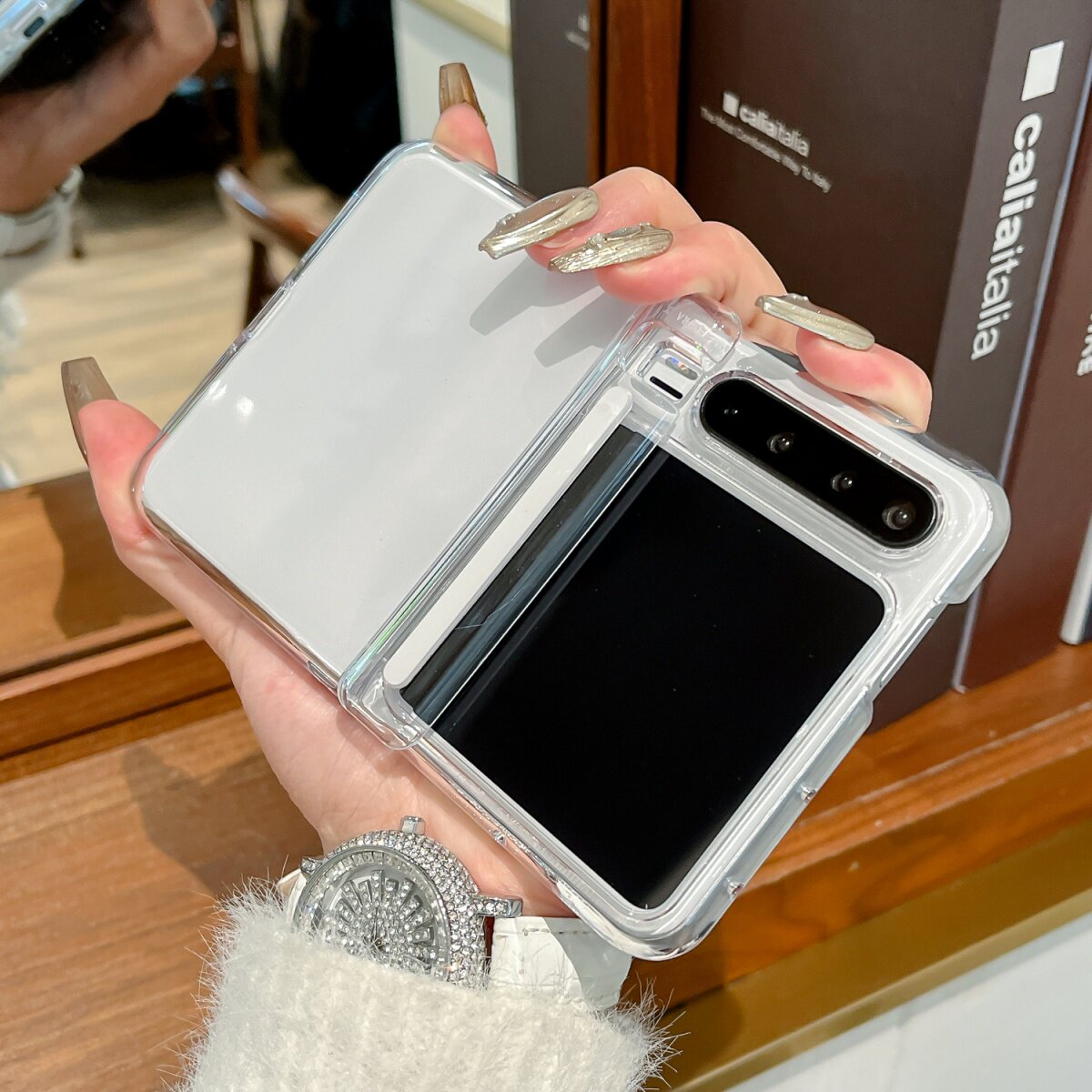 适用华为PuraX透明手机壳全包磁吸铰链中轴保护内置磁吸purax典藏版阔折叠屏nova flips保护套小米mixflip2女