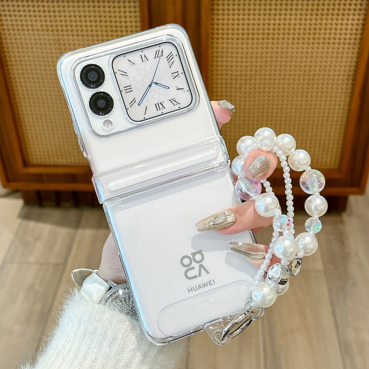 创意ins简约透明适用华为purax保护套手机壳磁吸护中轴nova flips防摔全包小米mixflip2折叠屏三星zflip7/6/5