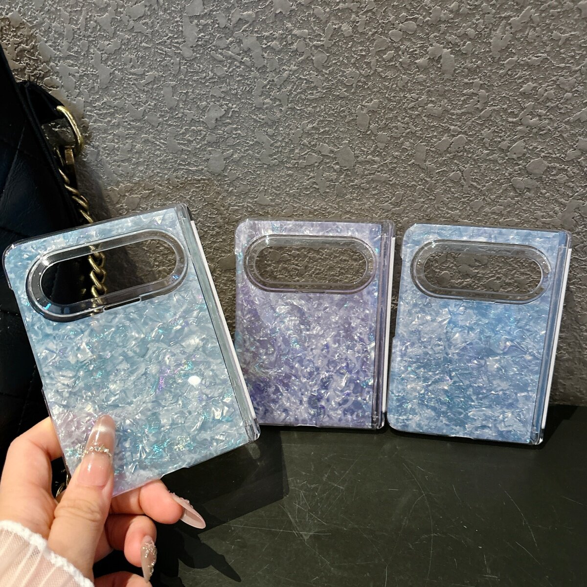 简约商务纯色鎏光贝壳纹适用华为PuraXMax手机壳保护套全包PuraX2折叠屏防摔全包purax典藏版少女小米MIXFlip