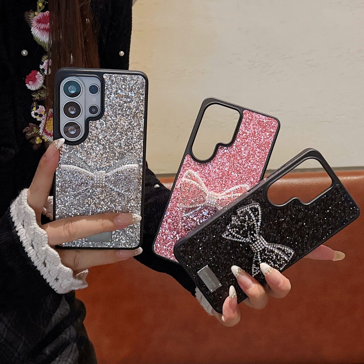 轻奢唯美闪粉钻石大蝴蝶结适用韩国三星GalaxyS26Ultra手机壳保护套s25ultra全包防摔s23/s24Plus女款s26plus