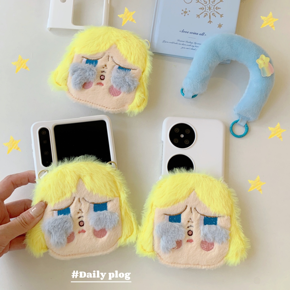 可爱卡通毛绒大头哭娃公仔插卡包