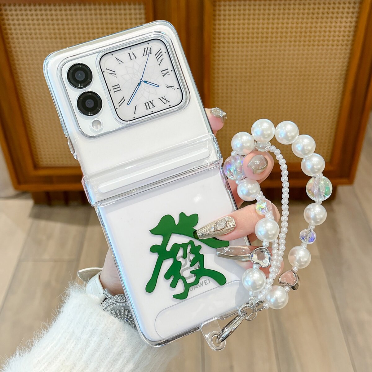 新中式贴片文字发透明适用华为purax保护套手机壳磁吸护中轴nova flips防摔全包小米mixflip2折叠屏三星zflip