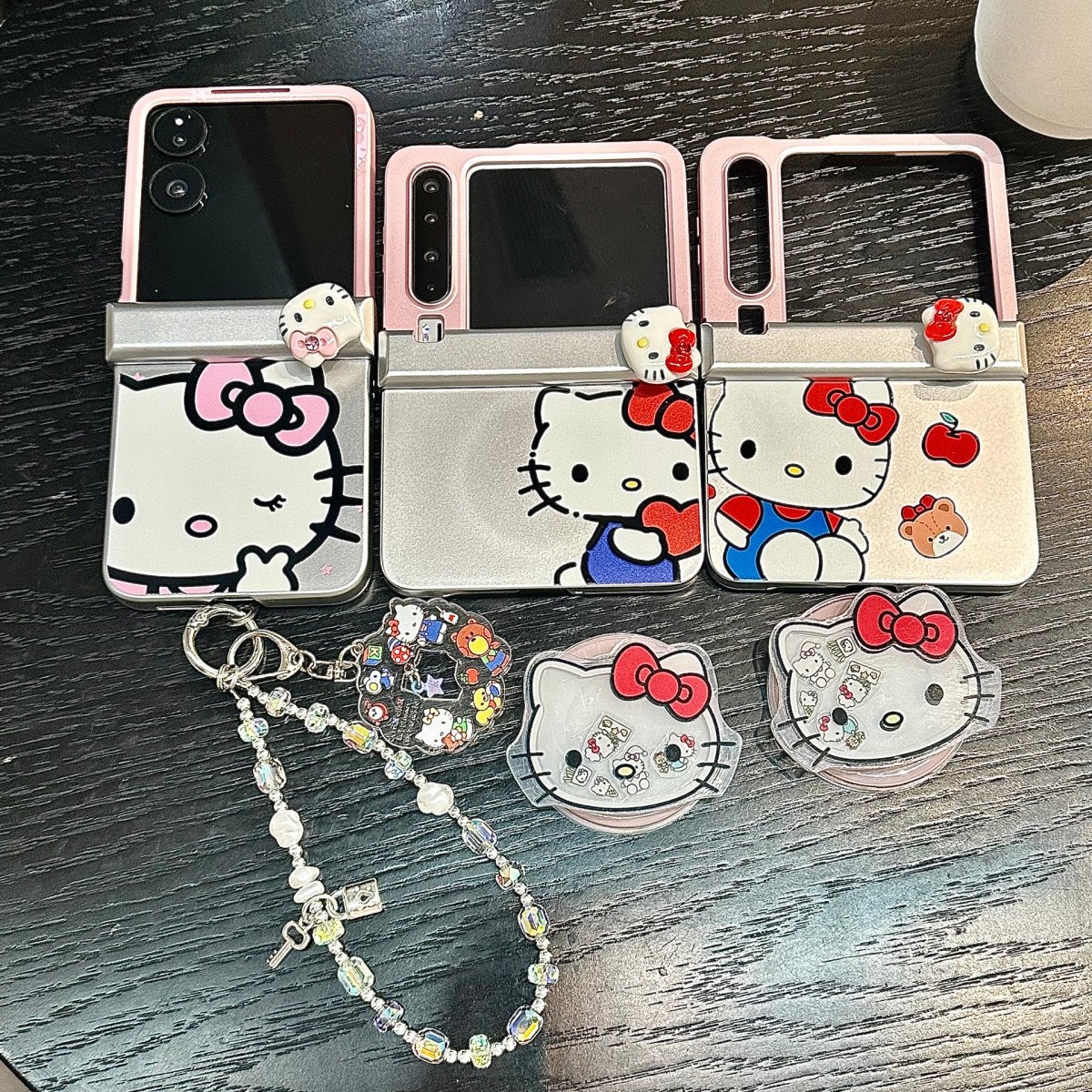 可爱卡通比耶kitty猫小熊磁吸支架适用华为purax手机壳pocket2保护套小米mixFlip折叠屏荣耀vflip2三星zflip7