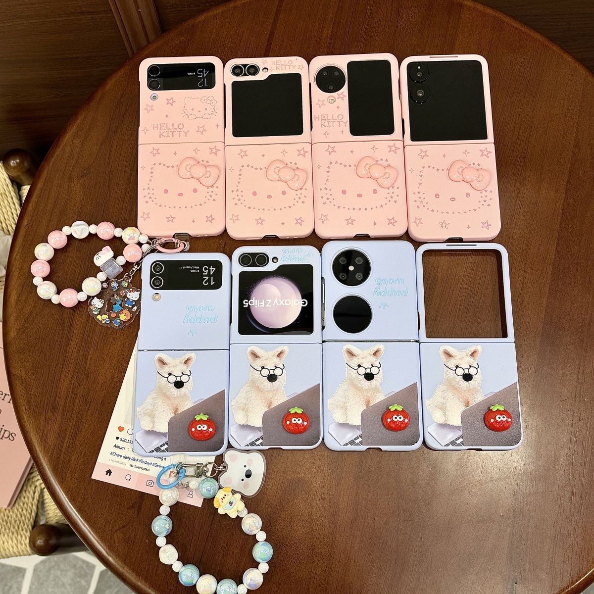 线条KT猫头适用华为PuraX手机壳折叠Pocket2s保护套防摔vivoxflip翻盖小米mixflip全包purax典藏版可爱工作狗