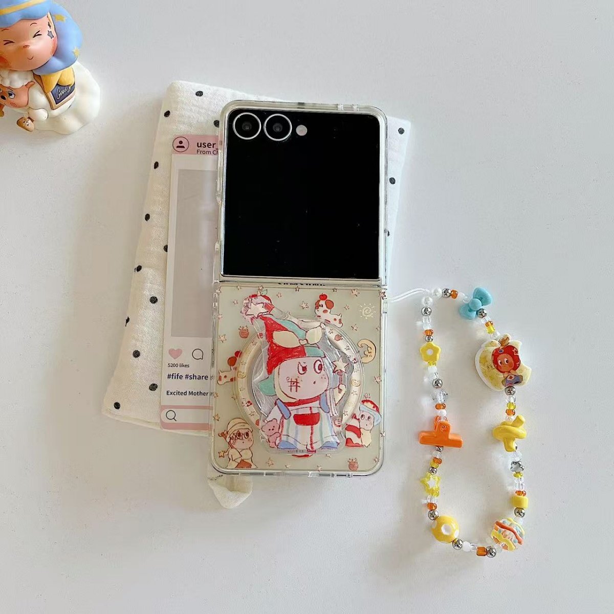 满屏星星人磁吸气囊支架适用韩国三星GalaxyZFlip7/6手机壳全包新款zflip7fe折叠屏w24flip翻盖保护套Flip4/3