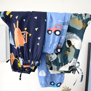 绵绸长裤 人造棉防蚊裤 男童灯笼裤 子夏季 儿童迷彩薄裤 棉绸裤 子