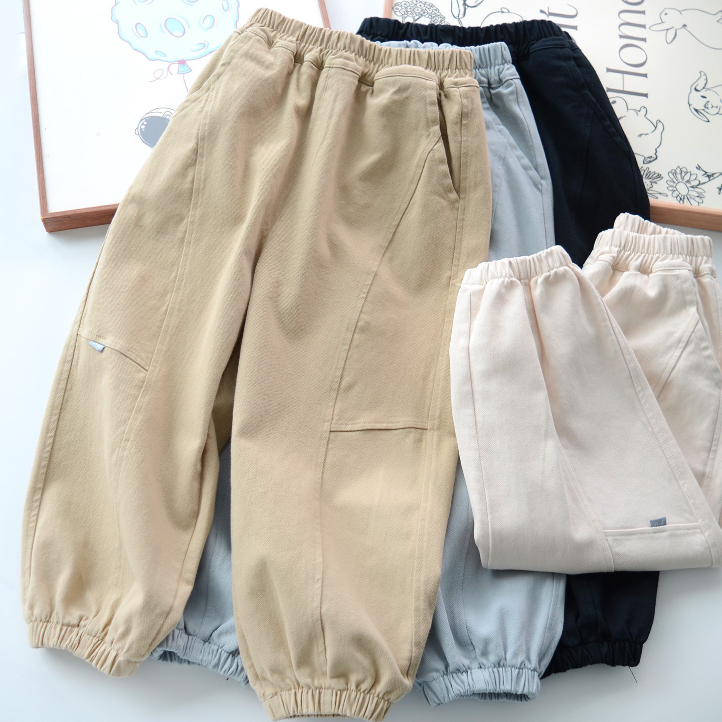 儿童棉布长裤 春季牛仔布裤子 男女童纯棉工装裤洋气百搭收腿长裤