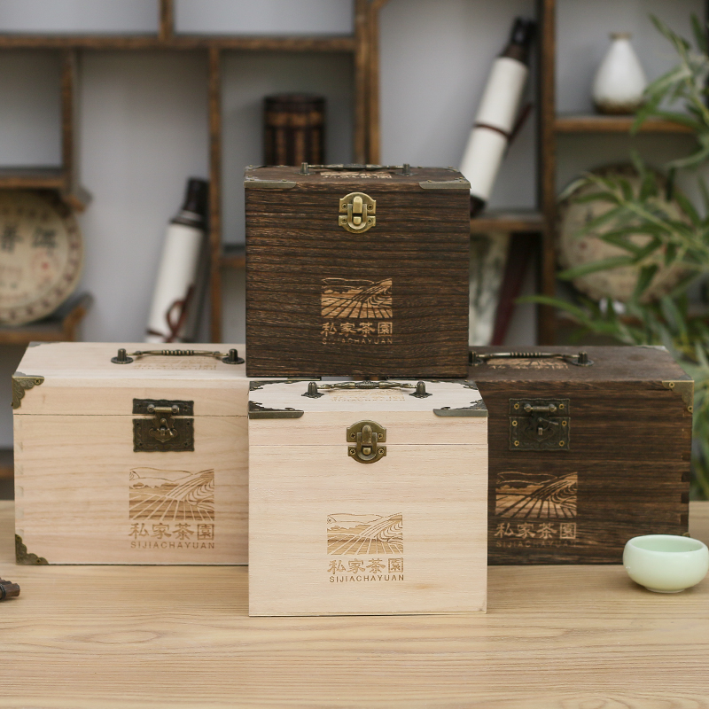 现货茶叶木盒木制包装盒礼品盒散装茶叶盒茶饼包装实木梧桐木