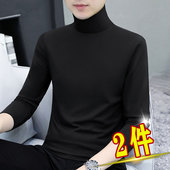 纯色内搭秋衣潮流百搭薄款 秋冬季 t恤纯棉高领打底衫 长袖 上衣 男士