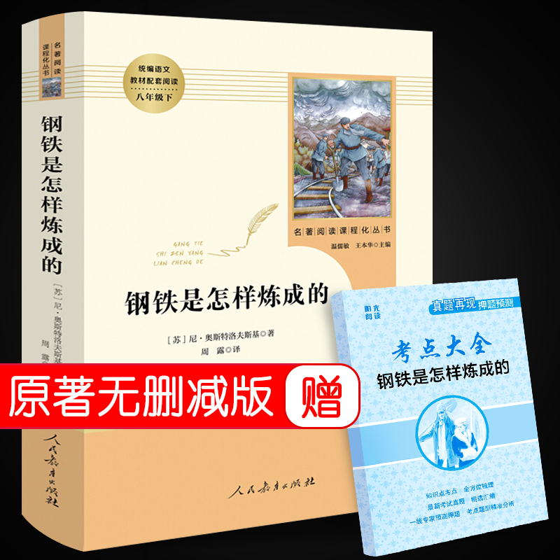 钢铁是怎样炼成的初中生正版原著完整版原版人民教育出版社初二八年级下册必读课外阅读书籍人教版推荐文学名著怎么样练成的8年级