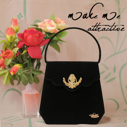 复古手提包中古丝绒女包包古着包