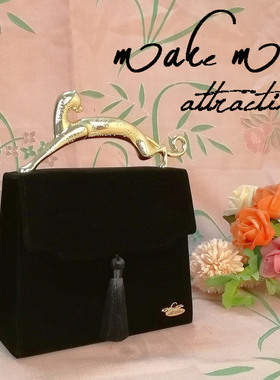 复古vintage小方包古着手提包丝绒流苏包新款高级感小众设计女包