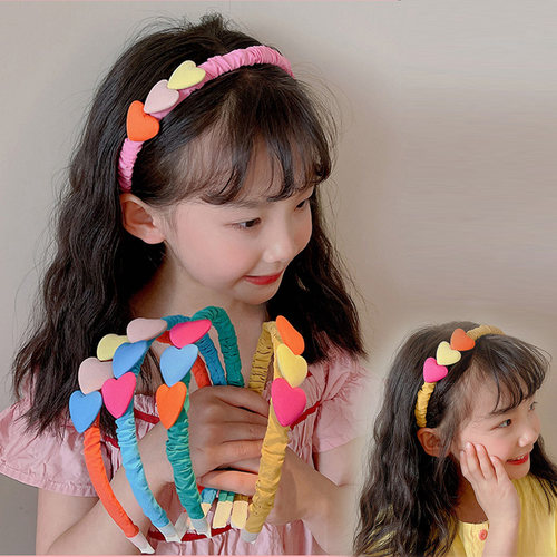 韩版布艺爱心褶皱发箍