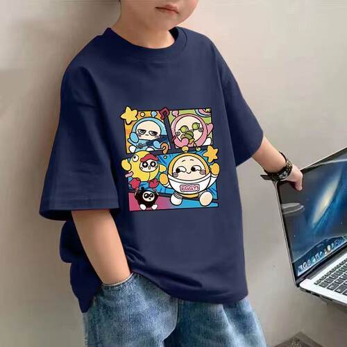 男童儿童纯棉蛋仔派对印花短袖