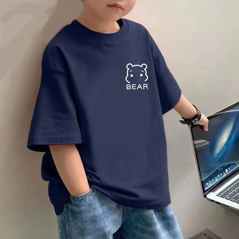 纯棉儿童男童夏季简约短袖中大童