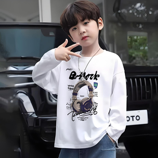 打底衫 中大儿童宽松上衣纯棉童装 T恤2025春秋装 男童长袖