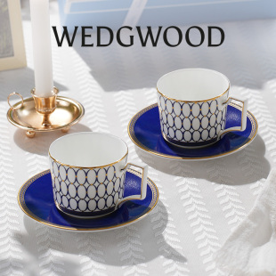 WEDGWOOD金粉年华午夜蓝2杯2碟骨瓷咖啡杯乔迁礼物 新年礼物