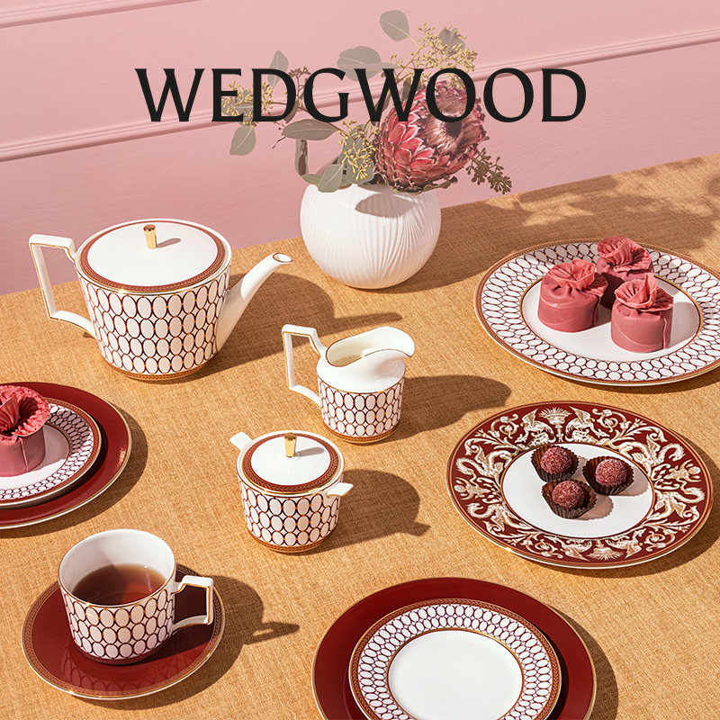 【乔迁礼】WEDGWOOD威基伍德金粉年华餐具5件套骨瓷下午茶茶具