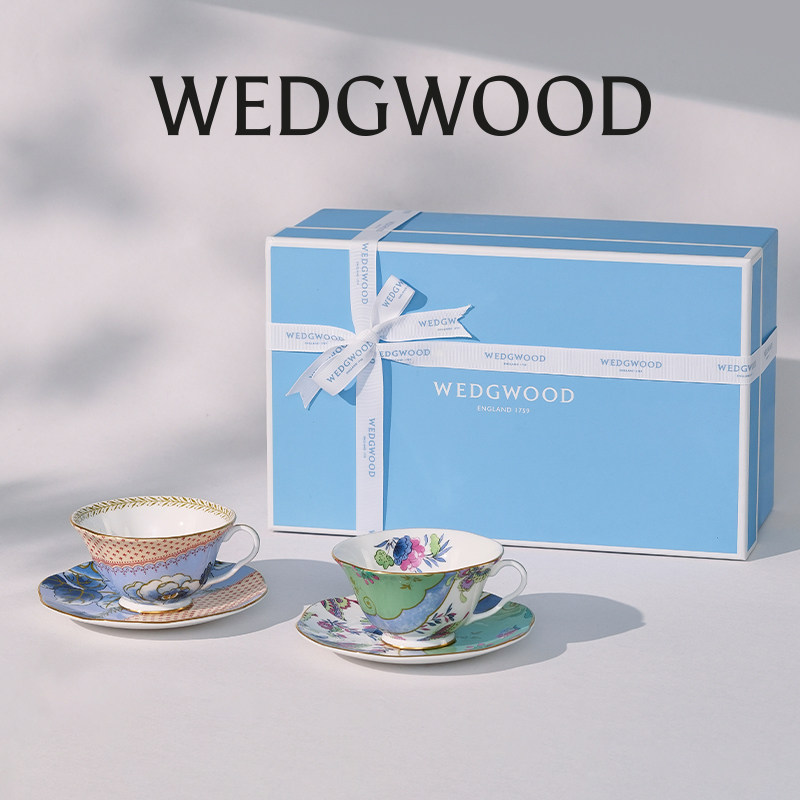WEDGWOOD威基伍德杜鹃花间舞蝶2杯2碟礼盒装骨瓷咖啡杯茶杯碟送礼,餐饮具,咖啡杯,淘宝优惠券,粉丝福利购,淘宝优惠卷