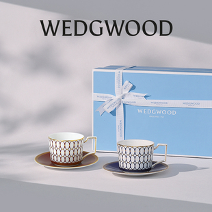 WEDGWOOD金粉年华2杯2碟骨瓷咖啡杯碟情侣对杯 新年礼物