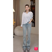 子 高腰宽松显瘦弹力喇叭裤 新款 80678 小四粉丝专享