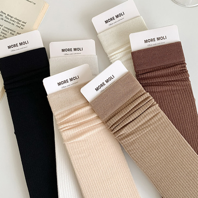 MOREMOLI堆堆中筒袜纯棉女