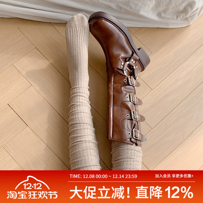 MOREMOLI长筒过膝纯棉女袜