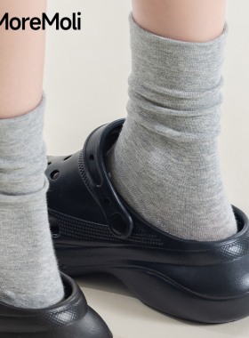 灰色袜子女款夏薄款中筒袜白色2026新款爆款纯棉月子袜无骨堆堆袜