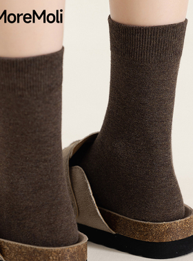 勃肯鞋袜子女夏季薄款纯棉无骨袜咖色中筒袜诸暨女士全棉月子长袜